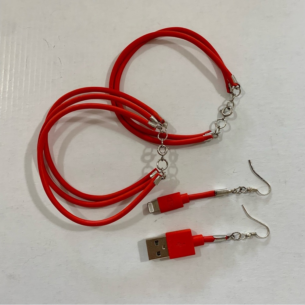 Christmas SALE Bracelet and Earrings Set Handmade Upcycled Tech Gear Gift